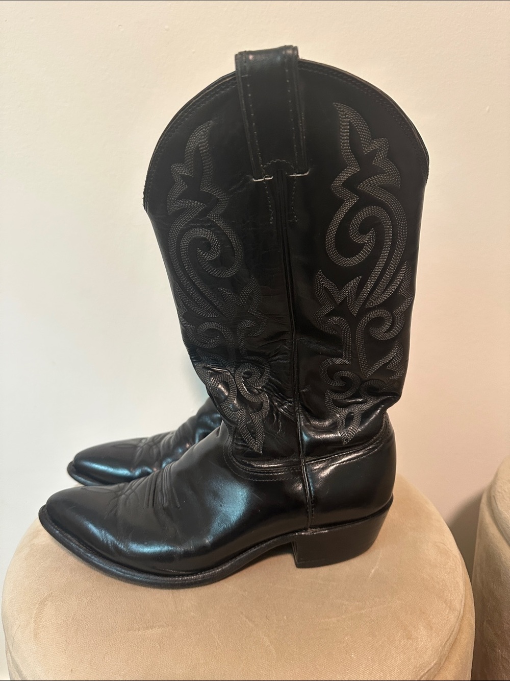 Justin Men’s Black Leather Western Cowboy Boots - 7.5D